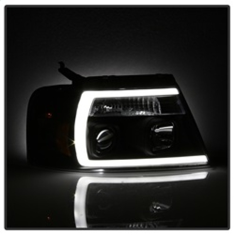 Spyder 04-08 Ford F-150 Projector Headlights - Light Bar DRL - Black PRO-YD-FF15004V2-LB-BK - 5084484