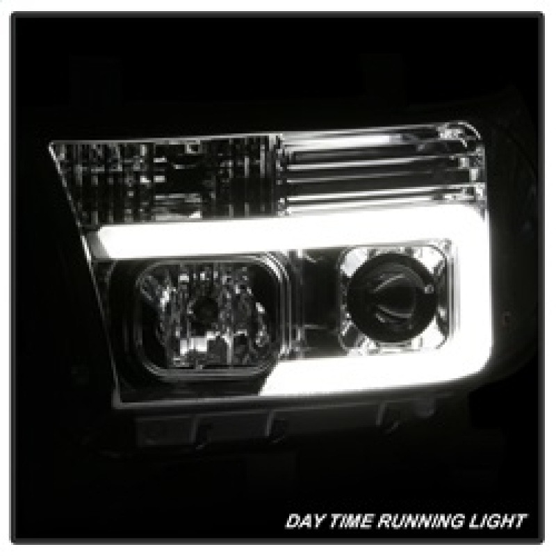 Spyder 07-13 Toyota Tundra V2 Light Bar DRL Projector Headlights - Chrome (PRO-YD-TTU07V2-LB-C) - 5084651