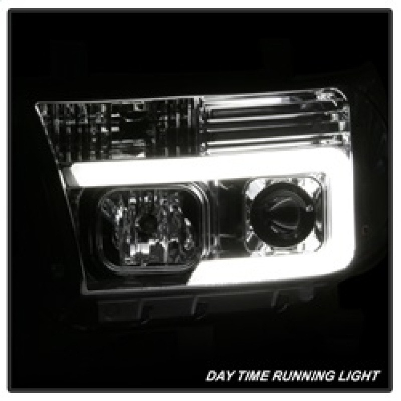 Spyder 07-13 Toyota Tundra V2 Light Bar DRL Projector Headlights - Chrome (PRO-YD-TTU07V2-LB-C) - 5084651