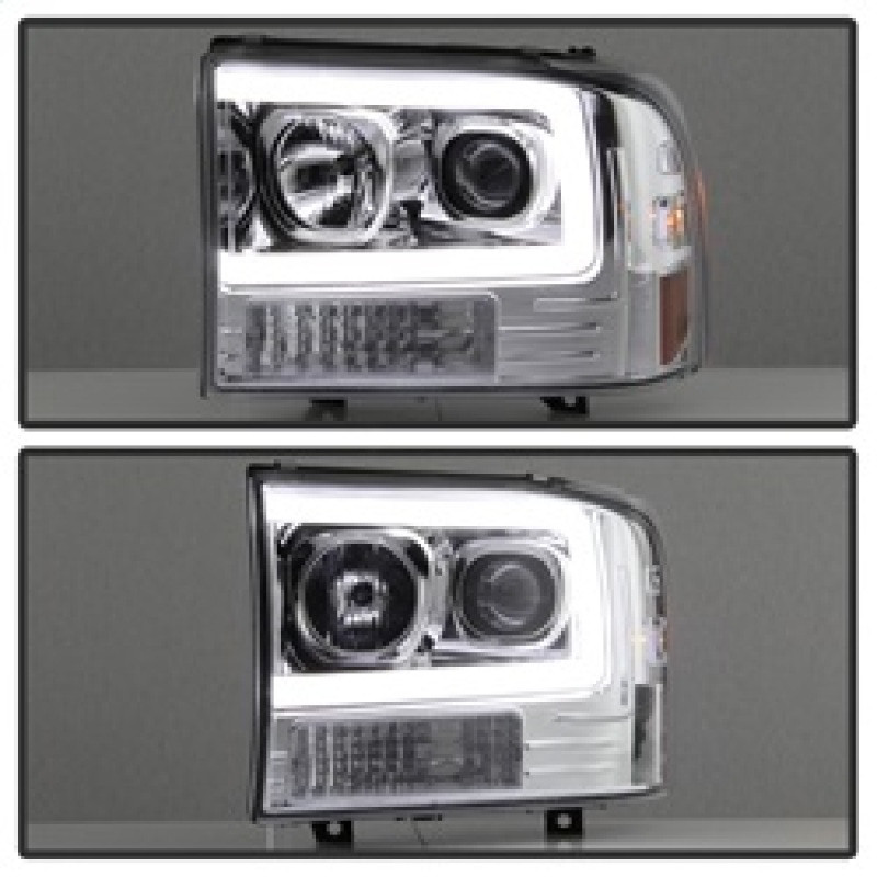 Spyder 99-04 Ford F-250 Super Duty Light Bar Projector Headlights - Chrome (PRO-YD-FF25099V2-LB-C) - 5084675