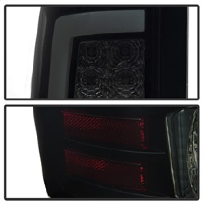 Spyder 07-13 GMC Sierra 1500 V2 Light Bar LED Tail Lights - Blk Smoke (ALT-YD-GS07V2-LBLED-BSM) - 5084750