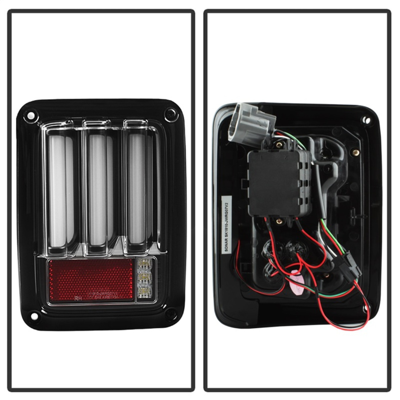 Spyder 07-16 Jeep Wrangler Version 2 Light Bar LED Tail Lights - Black (ALT-YD-JWA07V2-LBLED-BK) - 5084774