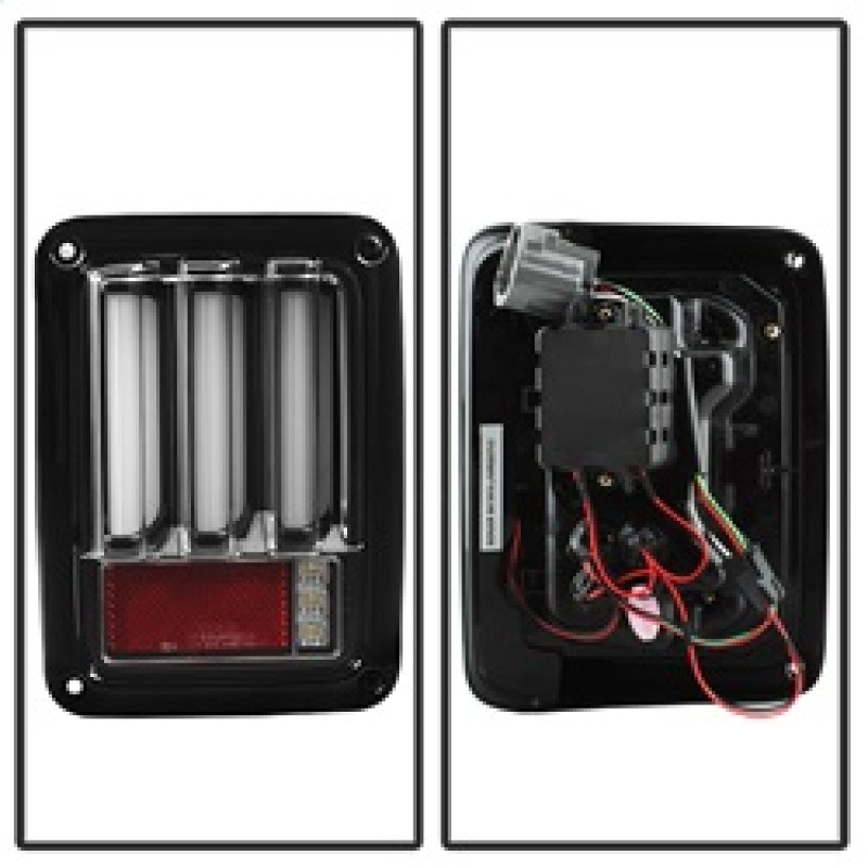 Spyder 07-16 Jeep Wrangler Version 2 Light Bar LED Tail Lights - Black (ALT-YD-JWA07V2-LBLED-BK) - 5084774