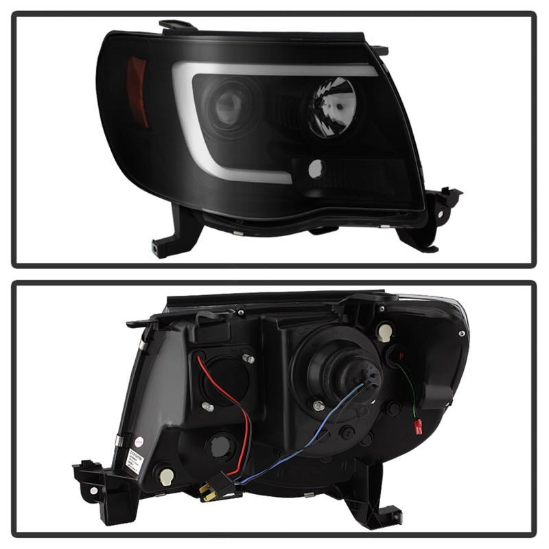 Spyder 05-11 Toyota Tacoma Ver 2 Proj Headlights - Light Bar DRL - Black Smoke PRO-YD-TT05V2-LB-BSM - 5085771