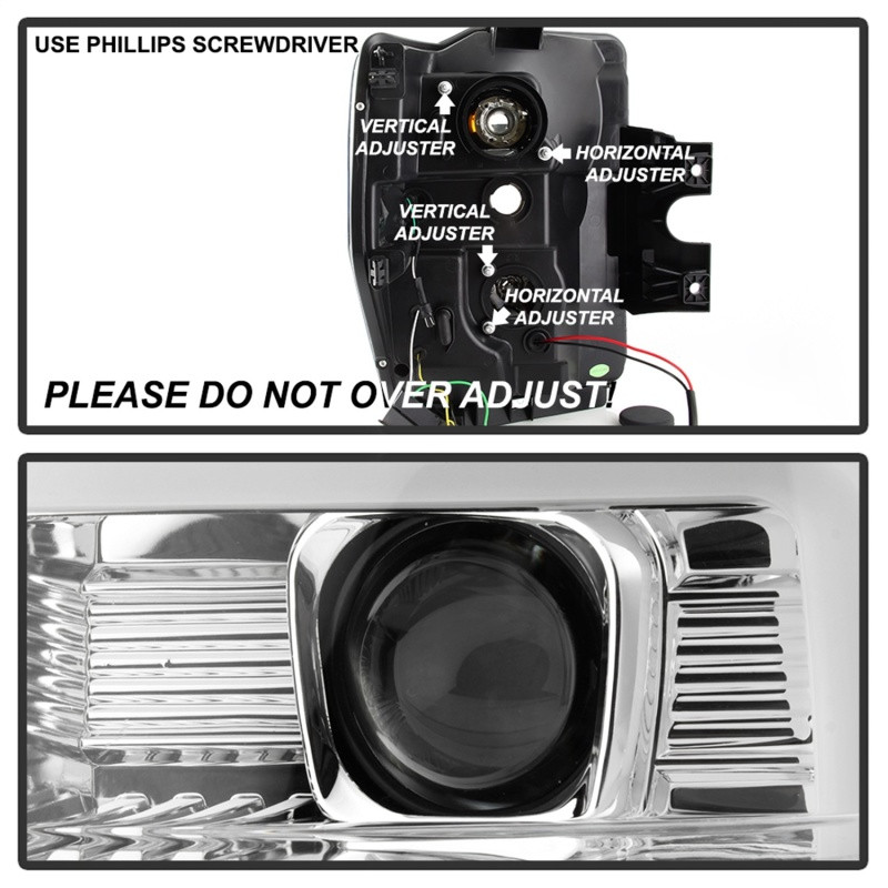 Spyder 08-10 Ford F-250 Ver 2 Proj Headlight - Switch Back Light Bar - Chrome - PRO-YD-FS08V2-SBLB-C - 5086211