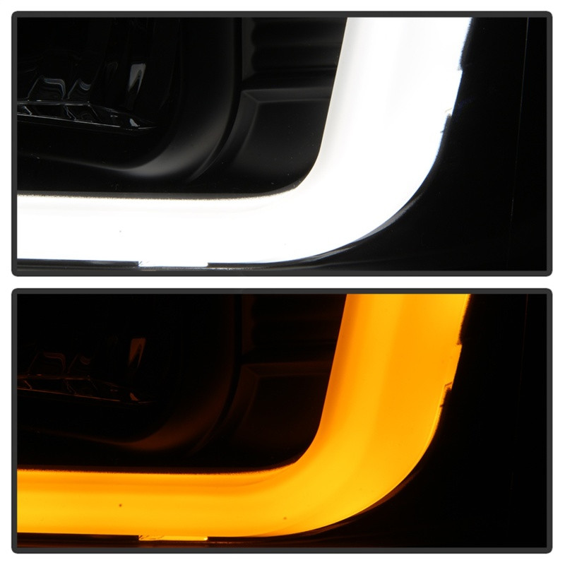 Spyder 08-10 Ford F-250 SD Projector Headlights V2-Switch Back Light Bar-Black PRO-YD-FS08V2-SBLB-BK - 5086228