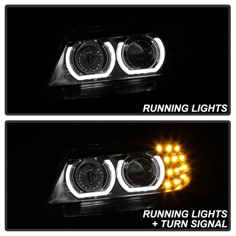Spyder 09-12 BMW E90 3-Series 4DR Projector Headlights Halogen - LED - Black - PRO-YD-BMWE9009-BK - 5086488