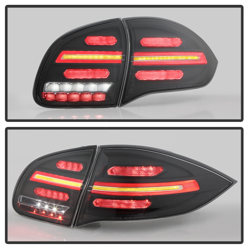 Spyder Porsche Cayenne 958 11-14 LED Tail Lights - Sequential Signal - Black - 5086853