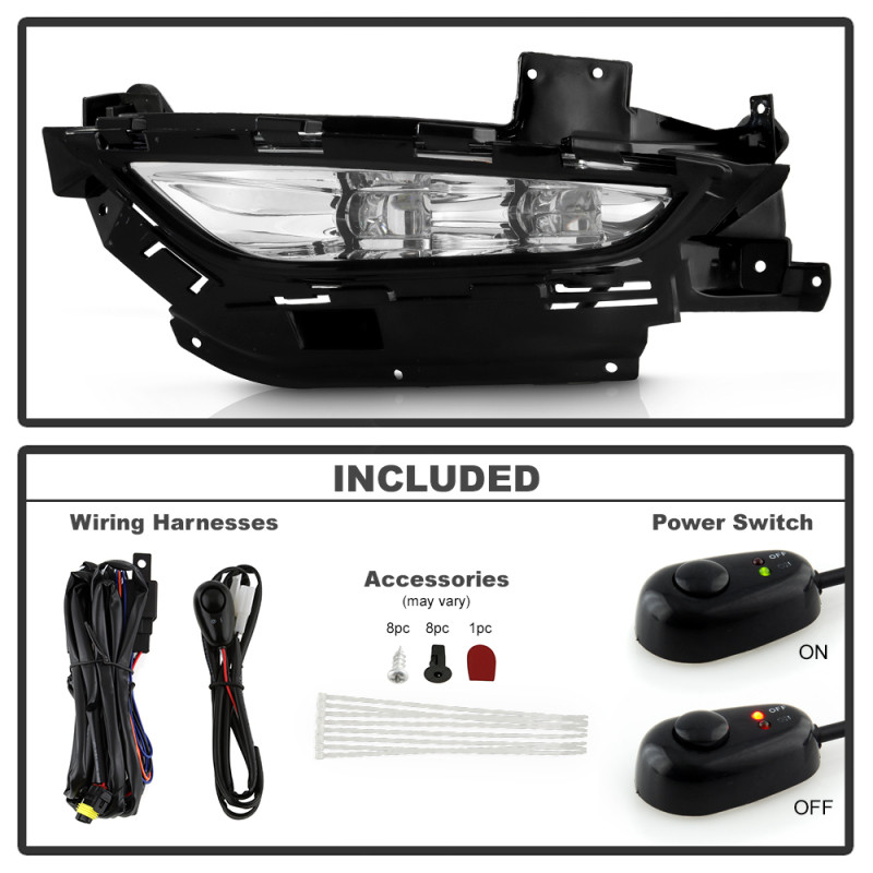 Spyder Chrysler 200 2015-2016 OEM Style Full LED Fog Lights W/Universal Switch- Clear - 5086945