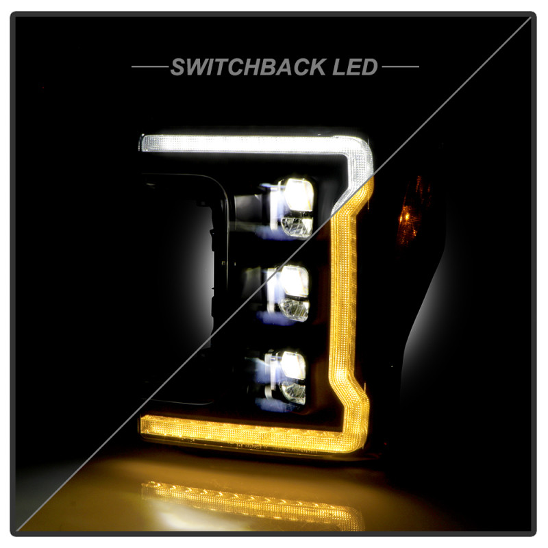Spyder Ford F-250/F-350/F450 17-18 Full LED Headlights Chrome PRO-YD-FS17HALAP-SEQ-BK - 5087430