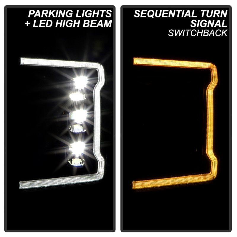 Spyder Ford F-250/F-350/F450 17-18 Full LED Headlights Chrome PRO-YD-FS17HALAP-SEQ-BK - 5087430