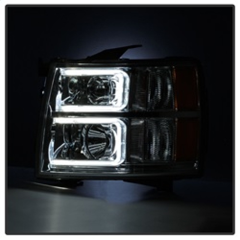xTune Chevy Silverado 1500/2500/3500 07-13 Halo Projector Headlights Chrome PRO-JH-CS07-LED-C - 9027802