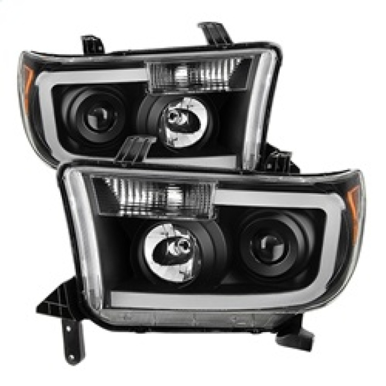 xTune Toyota Tundra 07-13 LED Light Bar Projector Headlights Black PRO-JH-TTU07-LED-BK - 9027888