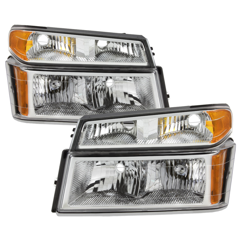 xTune Chevy Colorado 04-12 OEM Headlights w/ Bumper Lights Chrome HD-JH-CCOL04-SET-C - 9032127