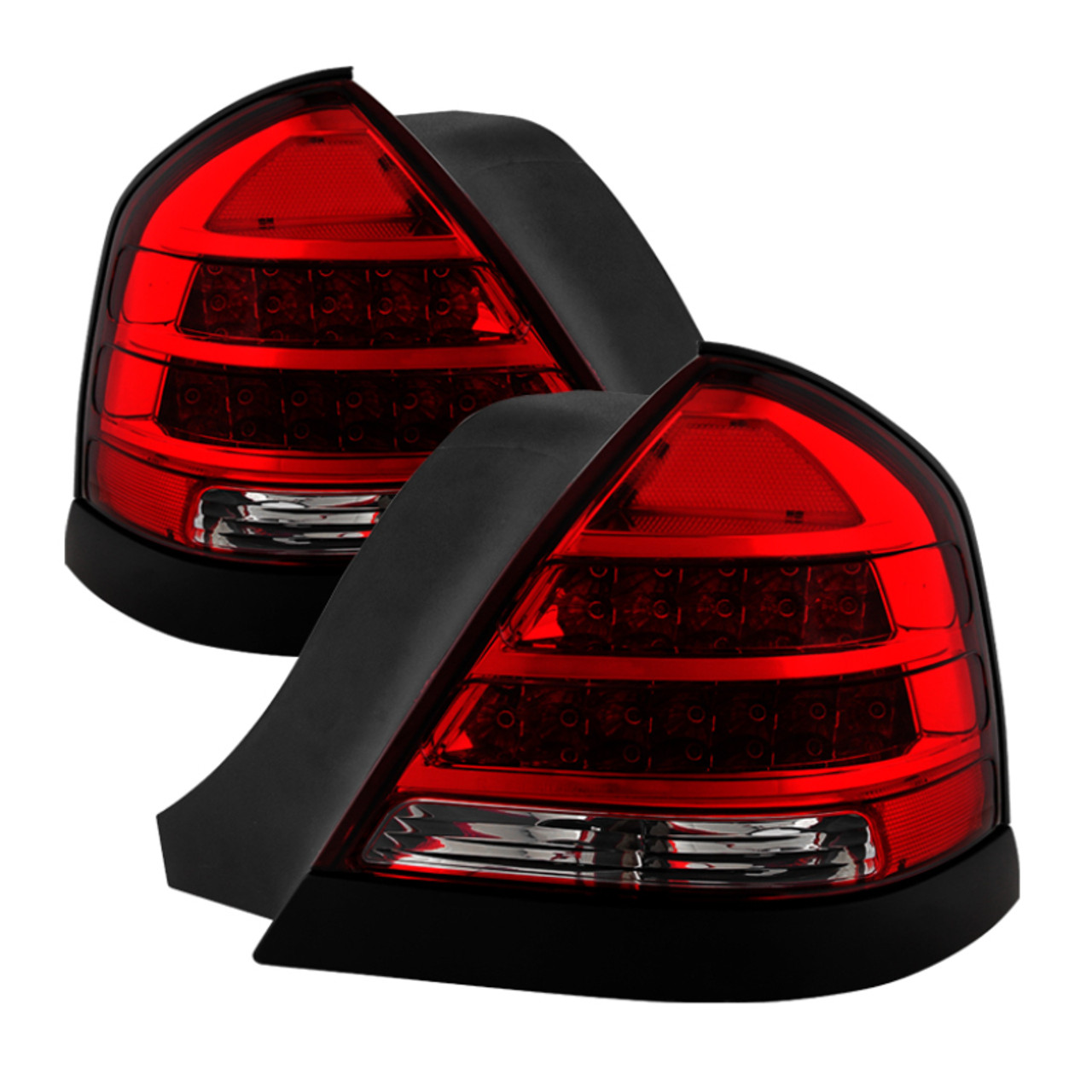 xTune 98-11 Ford Crown Victoria LED Tail Lights -Red Clear ALT-JH-CVIC98-LED-PI-RC - 9032868
