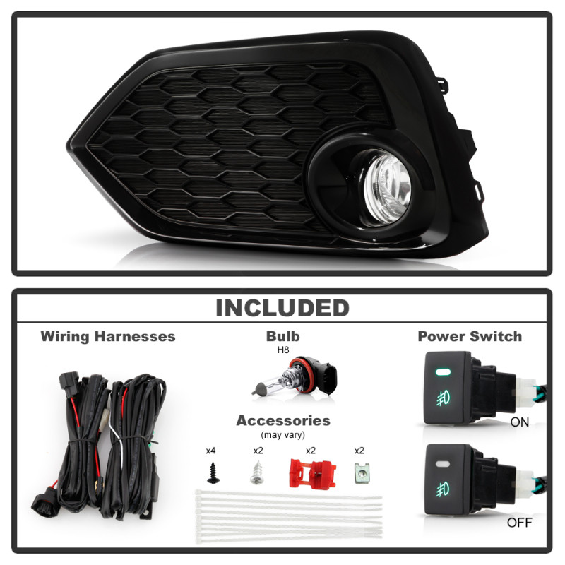 Spyder 16-17 Honda Civic 3DR Hatchback Only OEM Fog Light w/Switch - Clear (FL-HC2017-H-C) - 9043321