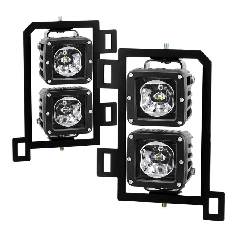 Spyder Dodge Ram 2013-2018 1500 Only Full LED Fog Lights W/Bracket and Universal Switch- Clear - 9045424