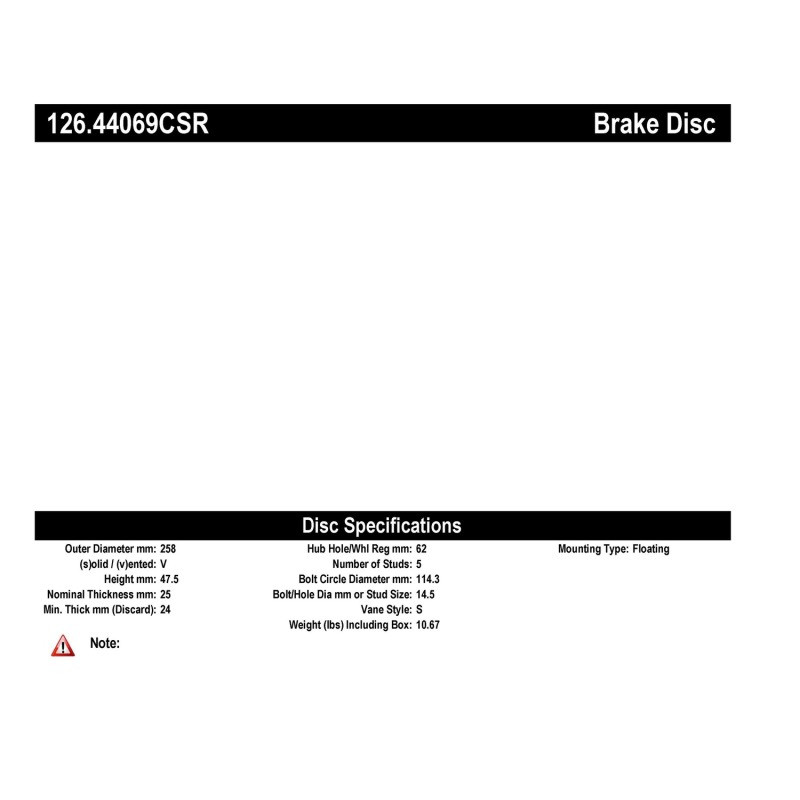 StopTech Sport Slotted 91-95 Toyota MR2 Cryo Front Right Rotor - 126.44069CSR