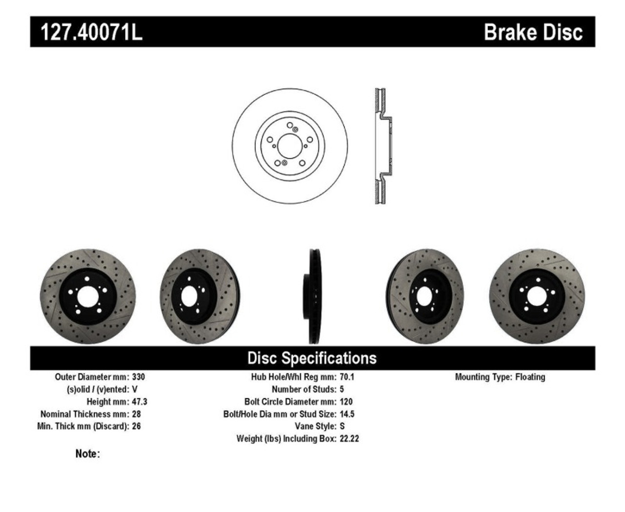 StopTech 07-08 Acura MDX SportStop Slotted & Drilled Left Front Rotor - 127.40071L