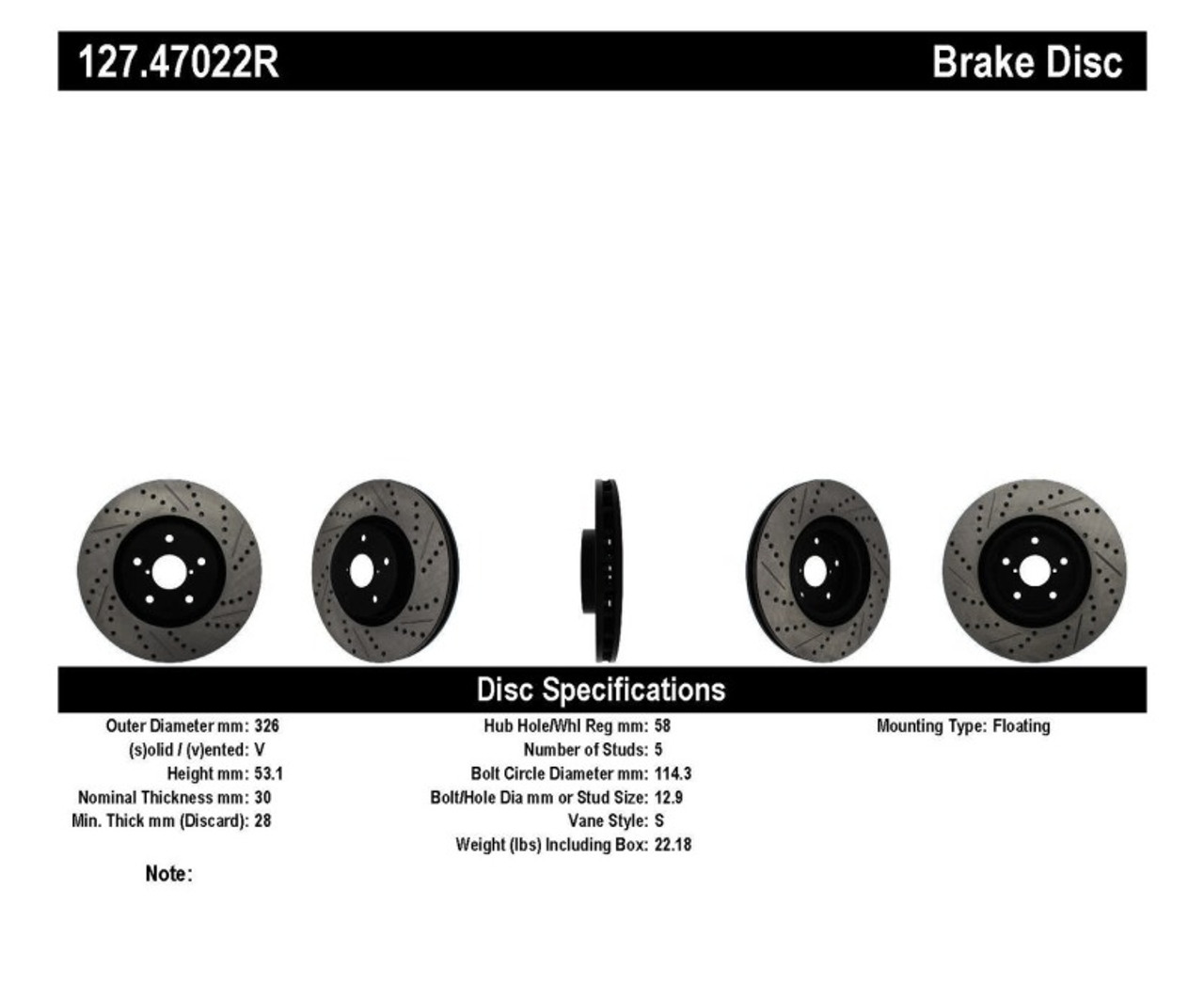 StopTech 05-10 Subaru Impreza WRX/STi Slotted & Drilled Right Front Rotor - 127.47022R