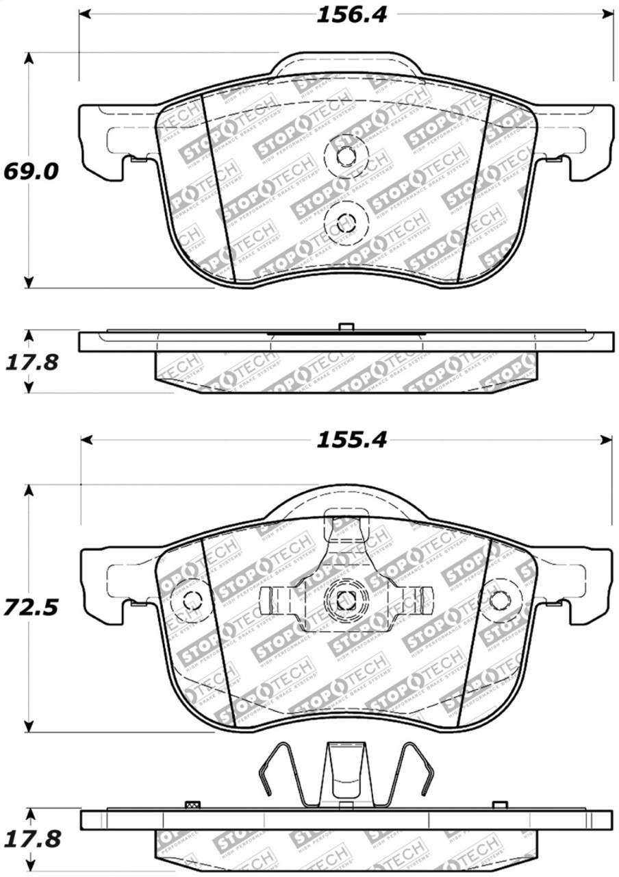 StopTech Street Select Brake Pads w/ Hardware Front - 01-09 Volvo S60 - 305.07940