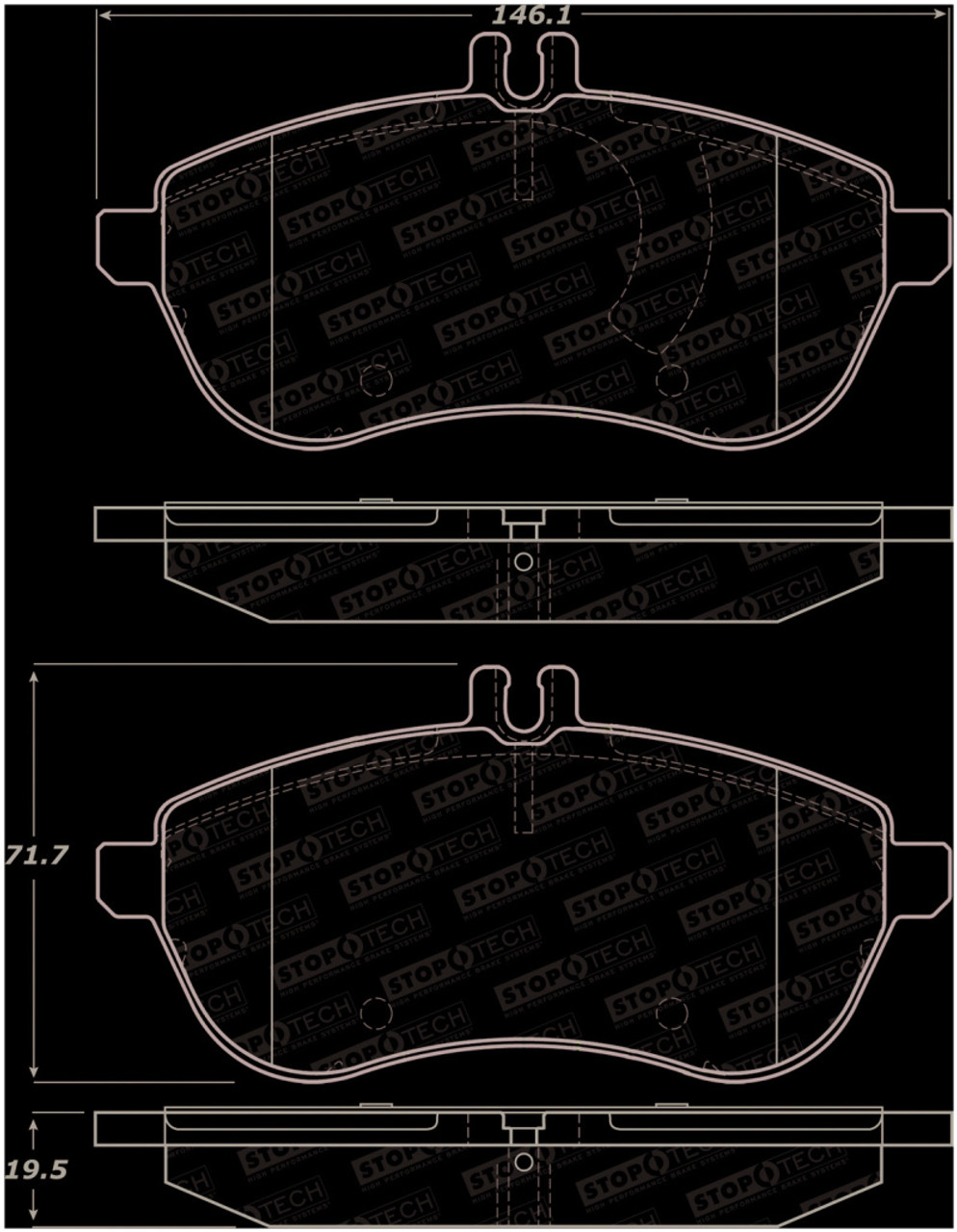 StopTech 12-15 Mercedes Benz SLK250 Street Performance Front Brake Pads - 308.13400