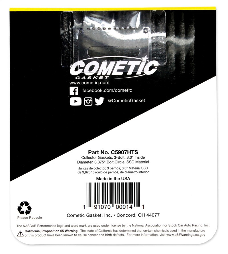 Cometic 3.0in HTS Header Collector Gasket Set - .060in DIA Port/3.875 Bolt Circle - C5907HTS