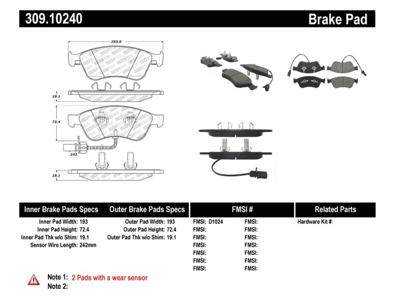 StopTech Performance 07-10 Audi S6/S8 Front Brake Pads - 309.10240