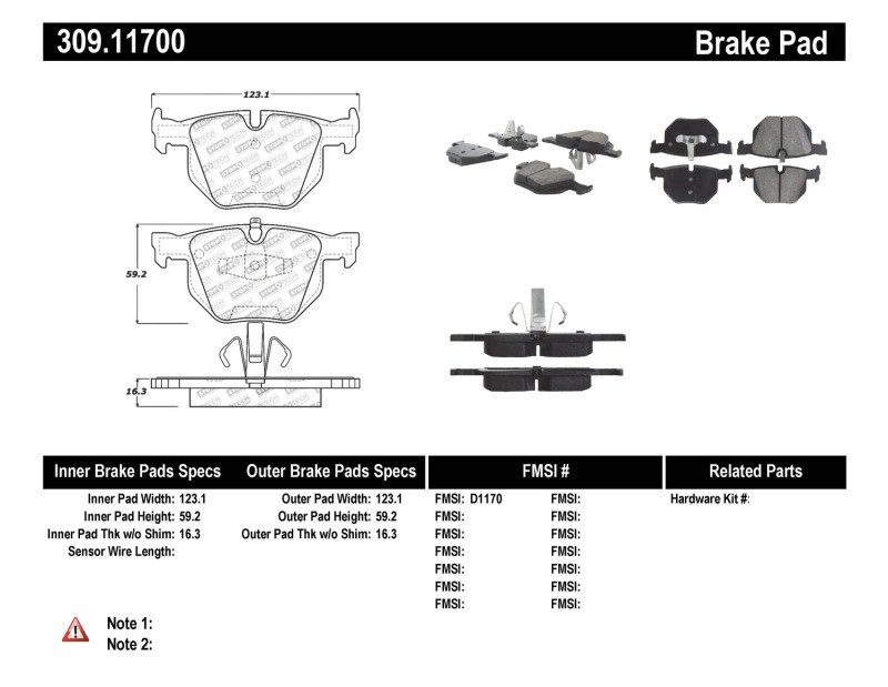 StopTech Performance 06 BMW 330 Series (Exc E90) / 07-09 335 Series Rear Brake Pads - 309.11700