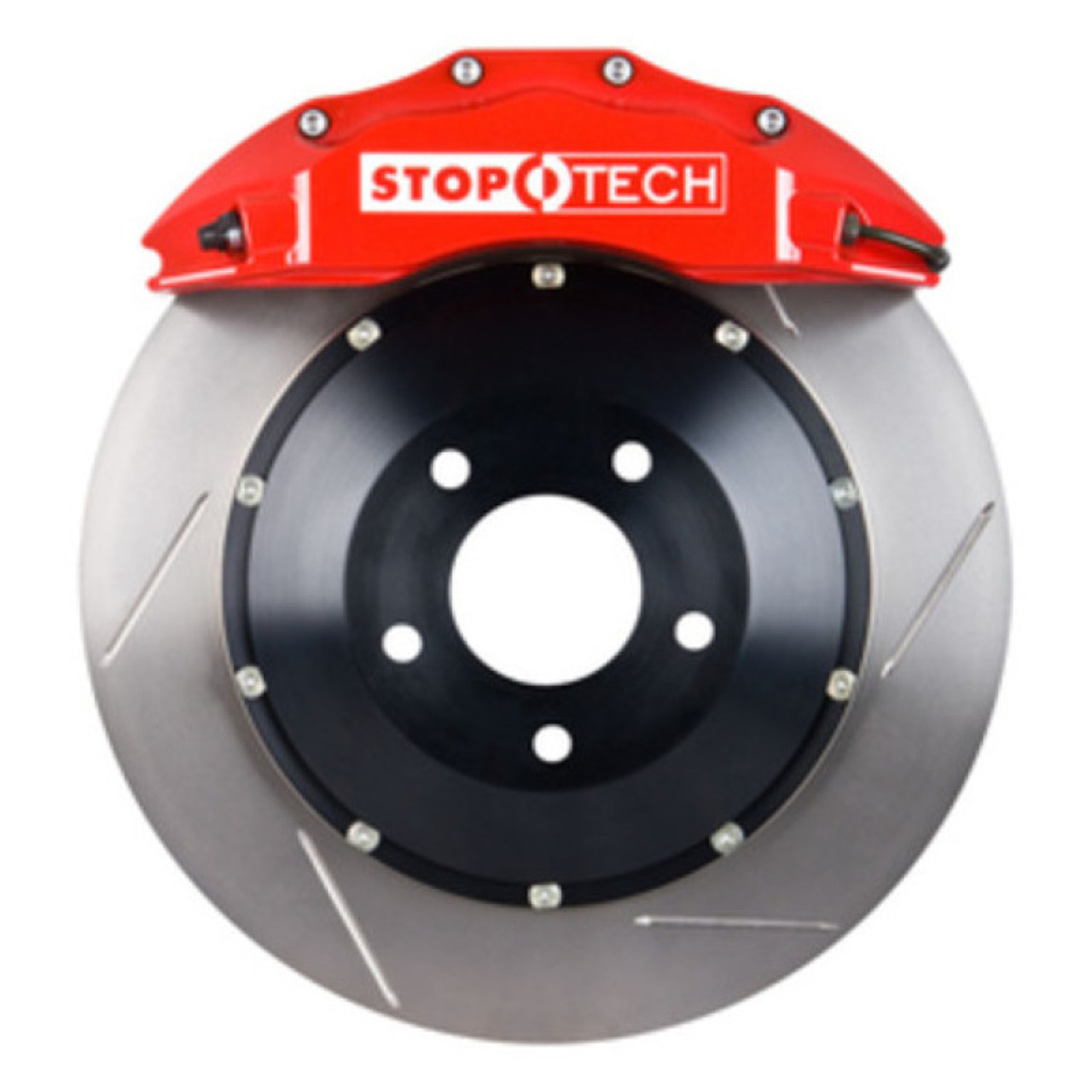StopTech 05-10 Mustang GT S197 Front BBK w/ Red ST-60 Calipers Slotted 355x32mm Rotors/Pads/SS Lines - 83.330.6700.71