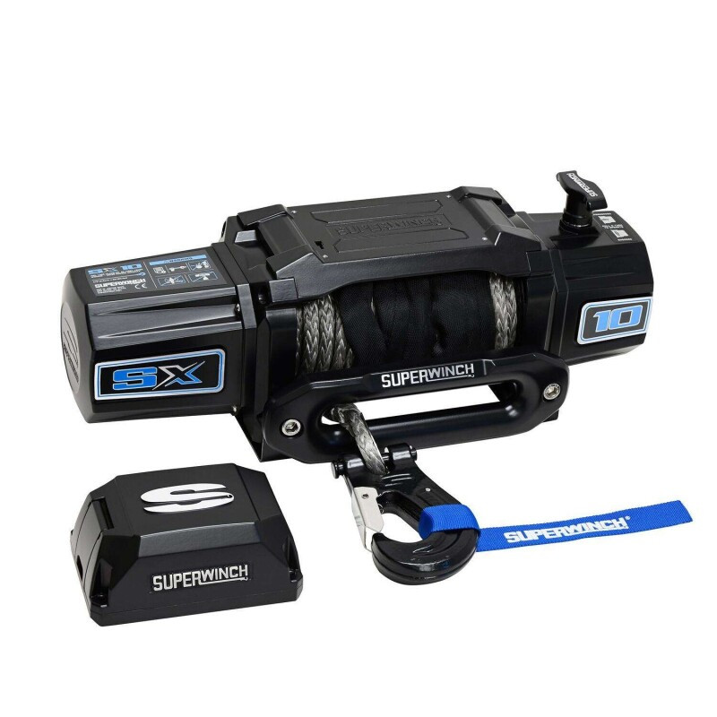 Superwinch 10000 LBS 12V DC 3/8in x 80ft Synthetic Rope SX10SR Winch - Semi Gloss Black - 1710204