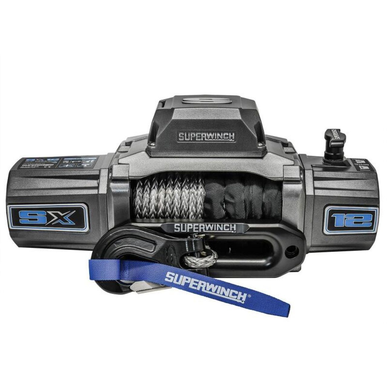 Superwinch 12000 LBS 12V DC 3/8in x 80ft Synthetic Rope SX 12000SR Winch - Graphite - 1712201