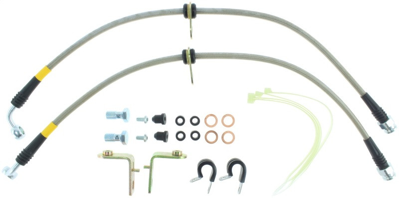 StopTech 05-08 Mustang V6 w/ABS / Mustang GT V8 / 07-09 GT500 Stainless Steel Front Brake Lines - 950.61003