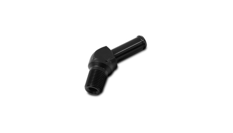 Vibrant 1/4 NPT to 3/8in Barb Straight Fitting 45 Deg Adapter - Aluminum - 11221