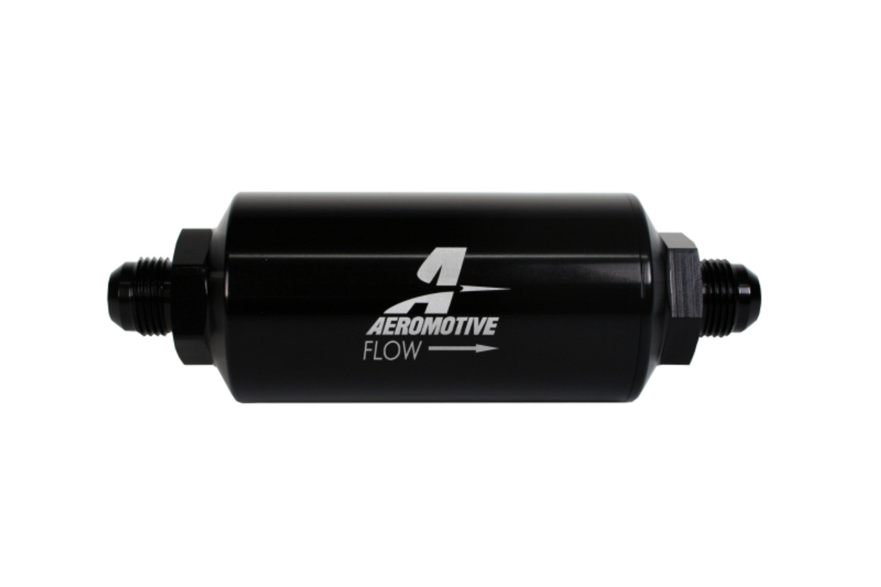 Aeromotive In-Line Filter - (AN -8 Male) 10 Micron Fabric Element Bright Dip Black Finish - 12377