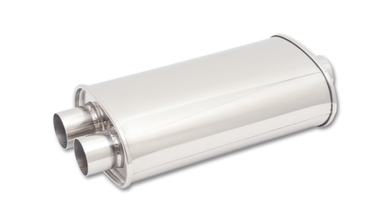 Vibrant StreetPower Oval Muffler 5in x 9in x 15in - 3in inlet/Dual Outlet (Center In - Dual Out) - 1136