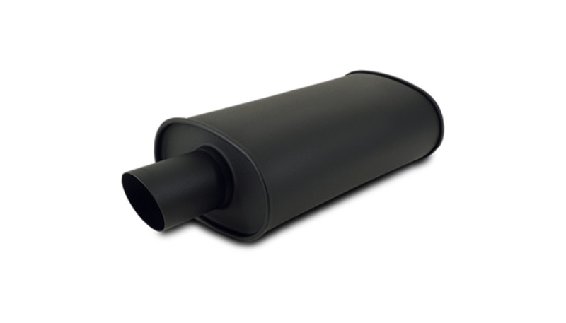 Vibrant StreetPower FLAT BLACK Oval Muffler with Single 4in Outlet - 4in inlet I.D. - 1154