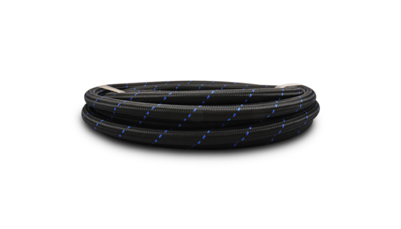 Vibrant -8 AN Two-Tone Black/Blue Nylon Braided Flex Hose (20 foot roll) - 11978B