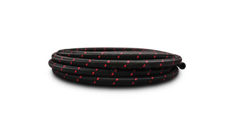Vibrant -10 AN Two-Tone Black/Red Nylon Braided Flex Hose (5 foot roll) - 11990R
