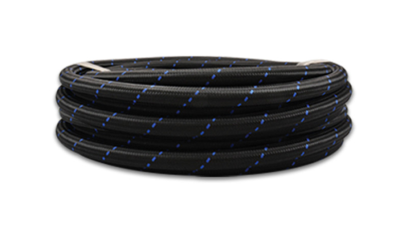 Vibrant -12 AN Two-Tone Black/Blue Nylon Braided Flex Hose (5 foot roll) - 11992B