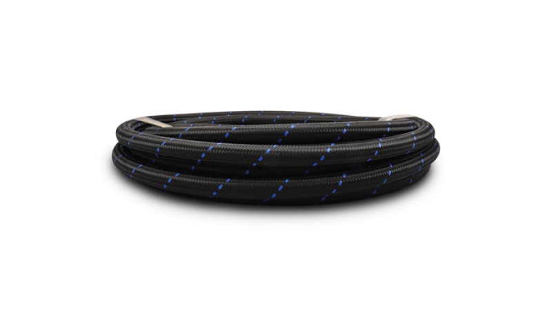 Vibrant -12 AN Two-Tone Black/Blue Nylon Braided Flex Hose (5 foot roll) - 11992B