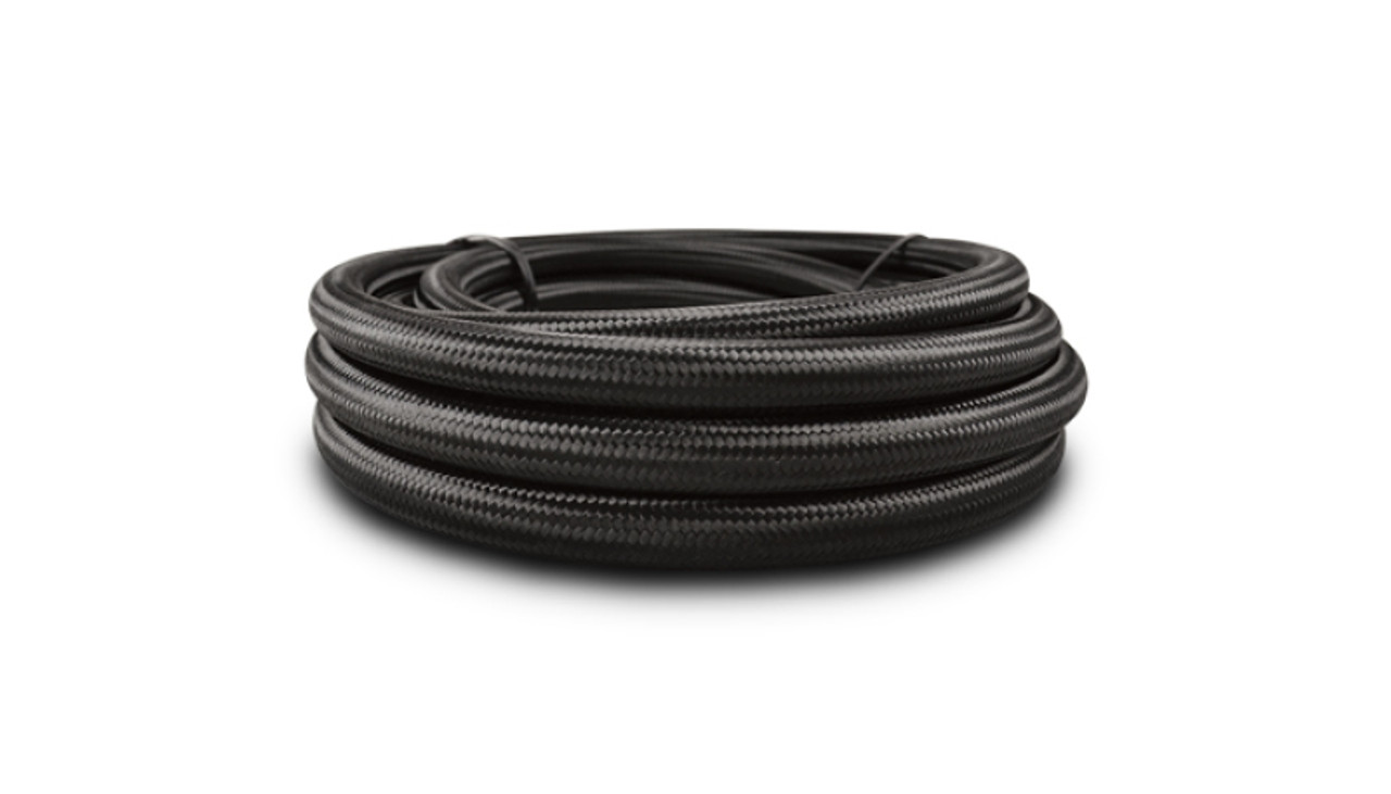 Vibrant -10 AN Black Nylon Braided Flex Hose .56in ID (50 foot roll) - 12000