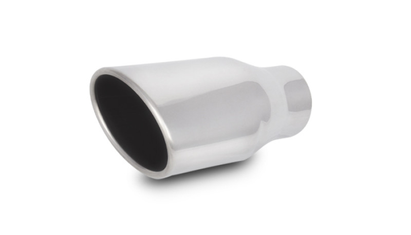 Vibrant 4.5in x 3in Oval SS Exhaust Tip (Single Wall Angle Cut Rolled Edge) - 1406
