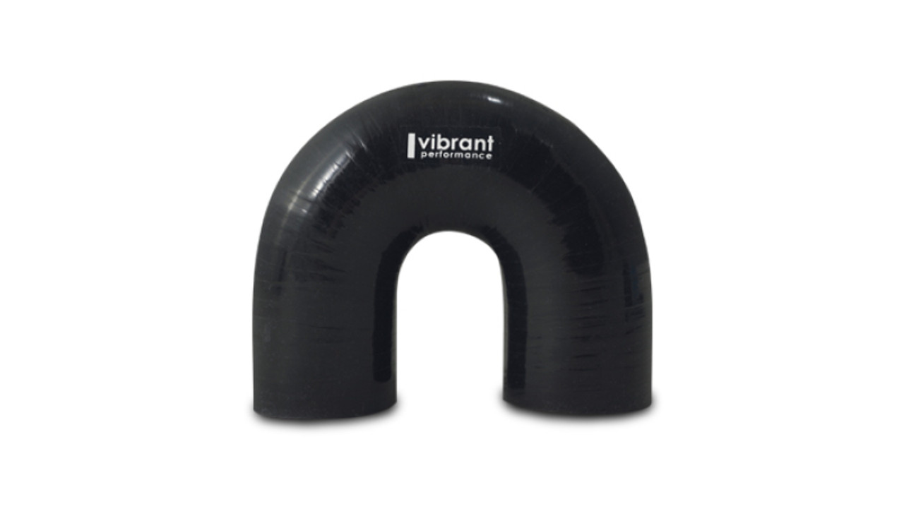 Vibrant 4 Ply Reinforced Silicone Elbow Connector - 1.75in ID x 5.50in Leg 180 Deg Elbow (BLACK) - 19660