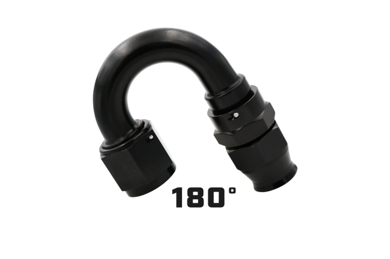 Aeromotive PTFE Hose End - AN-08 - 180 Deg - Black Anodized - 15363