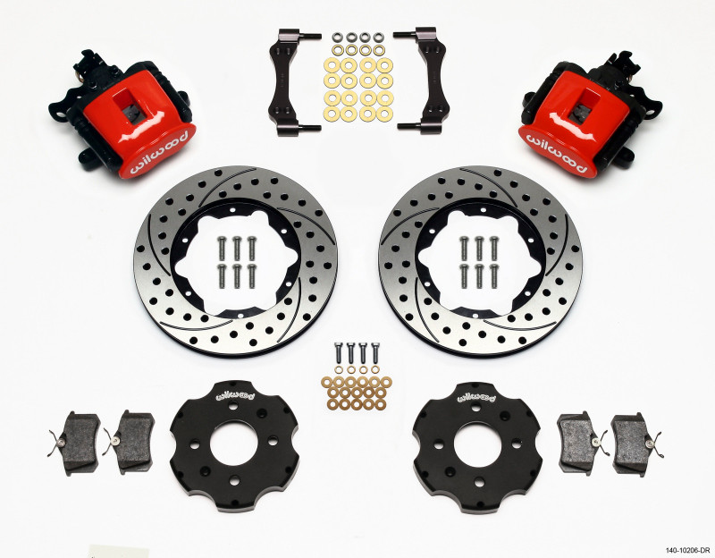 Wilwood Combination Parking Brake Rear Kit 11.00in Drilled Red Civic / Integra Disc 2.39 Hub Offset - 140-10206-DR