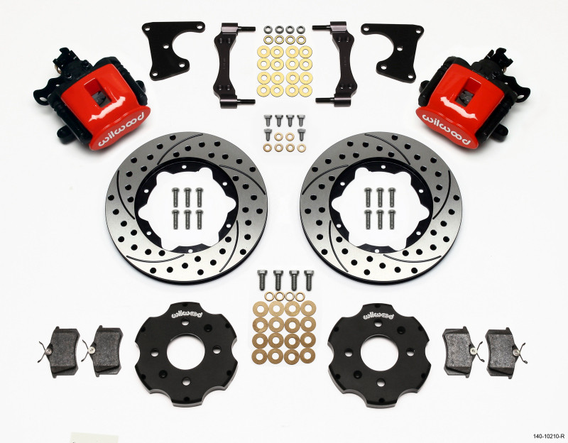 Wilwood Combination Parking Brake Rear Kit 11.00in Drilled Red Civic / Integra Drum 2.71 Hub Offset - 140-10210-DR