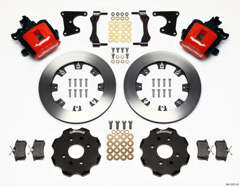 Wilwood Combination Parking Brake Rear Kit 12.19in Red Civic / Integra Drum 2.71 Hub Offset - 140-10211-R