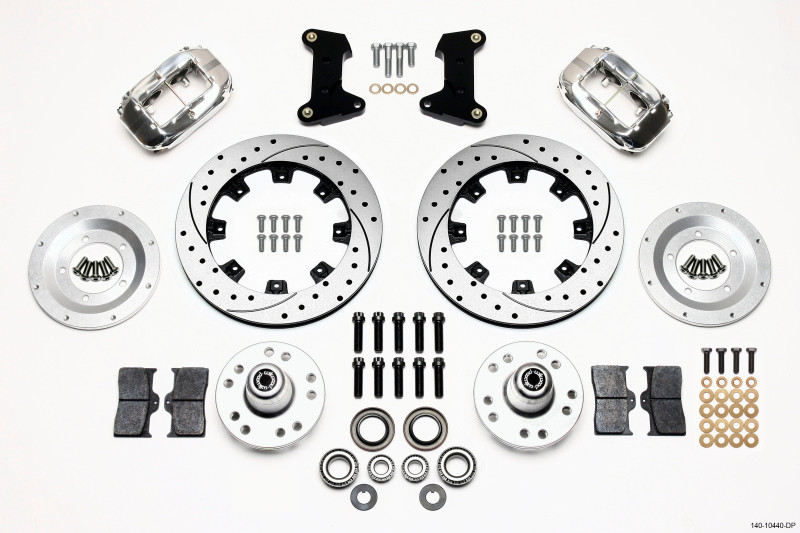 Wilwood Forged Dynalite Front Kit 12.19in Drilled Polished 74-80 Pinto/Mustang II Disc Spindle only - 140-10440-DP