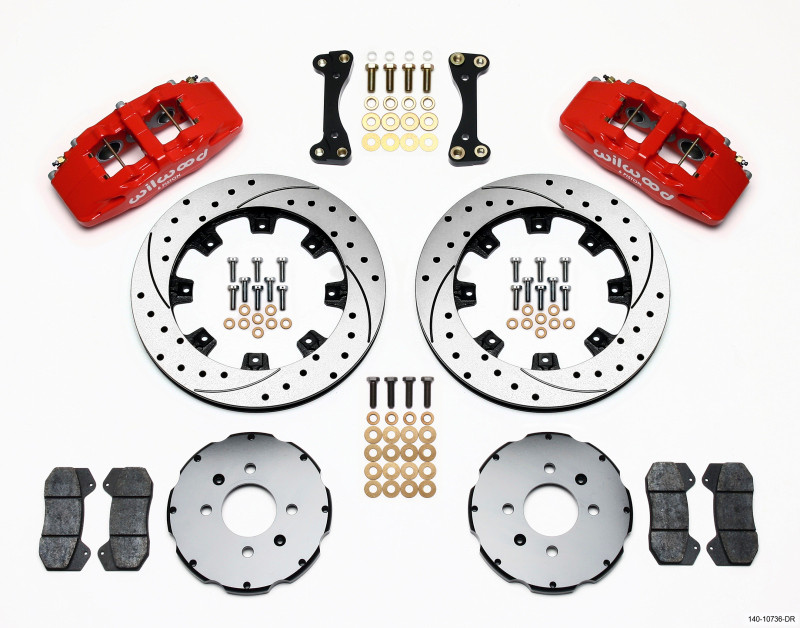 Wilwood Dynapro 6 Front Hat Kit 12.19in Drilled Red 90-99 Civic w/240 mm Disc - 140-10736-DR